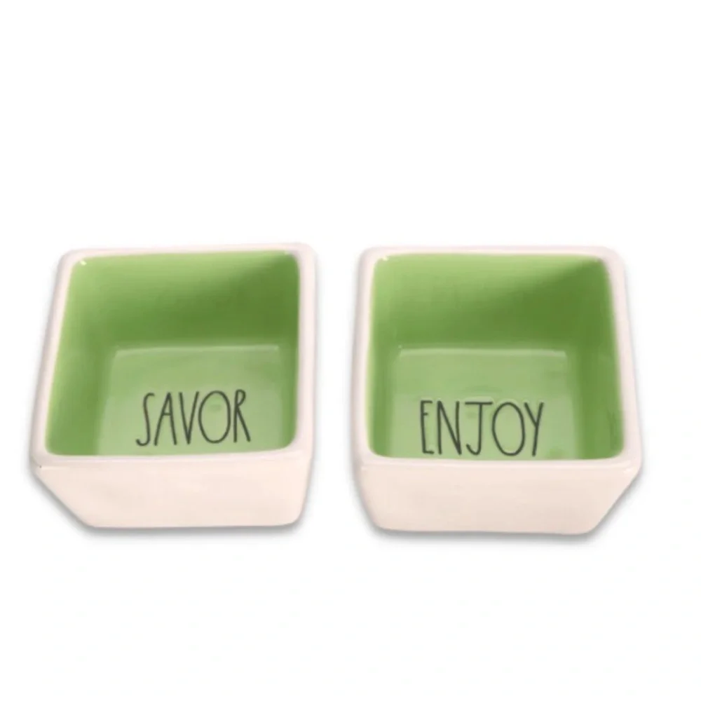 Rae Dunn‎ Ceramic Savor and Enjoy Square Bowl Set